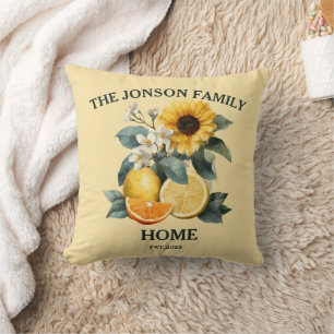 Sonnenblumen und Zitrusfamiliendesign Kissen