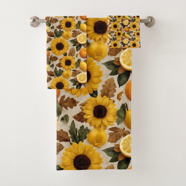 Sonnenblumen und Zitrusfrüchte Wohngestaltung im H Badhandtuch Set (Insitu)