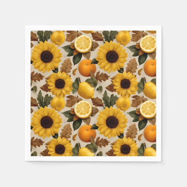 Sonnenblumen und Zitrusfrüchte Wohngestaltung im H Serviette (Vorderseite)