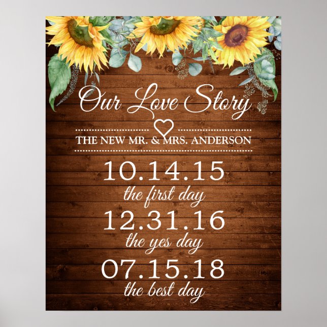 Sonnenblumen Unsere Liebe Story Timeline Wedding S Poster (Vorne)