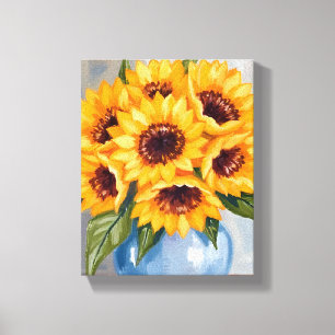 Sonnenblumen-Vase Aquarell-Blumenstrauß Leinwanddruck