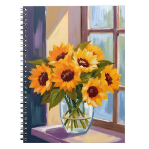 Sonnenblumen-Vase Florales gelbes Blumenbouquet Notizblock