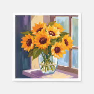 Sonnenblumen-Vase Florales gelbes Bouquet Aquare Serviette