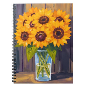 Sonnenblumen-Vase   Wasserfarben gelbe Blume Notizblock