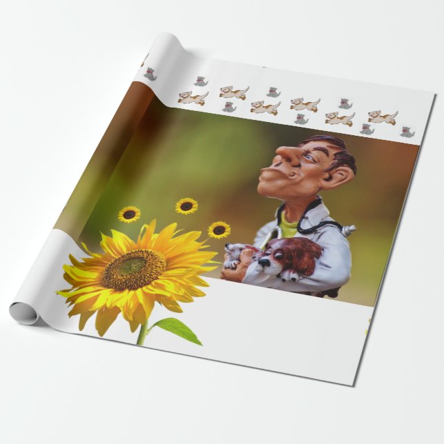 Sonnenblumen Veteran Matte Wrapping Paper Geschenkpapier (Ungerollt)