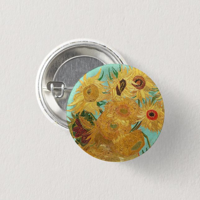 Sonnenblumen Vincent van Gogh Button (Vorne & Hinten)