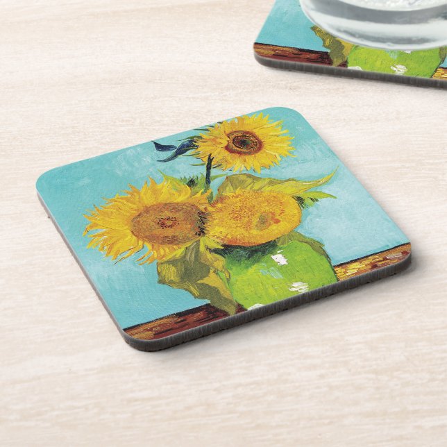 Sonnenblumen Vincent van Gogh Getränkeuntersetzer (Linke Seite)