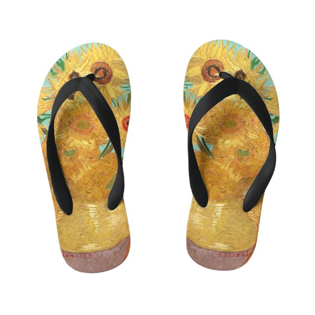 Sonnenblumen Vincent van Gogh Kinderbadesandalen (Fußbett)
