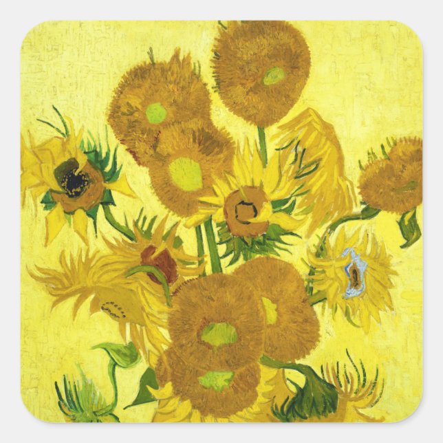 Sonnenblumen Vincent van Gogh Quadratischer Aufkleber (Vorderseite)