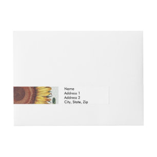 Sonnenblumen Vintag Damask Blume Art Rundum-Adressaufkleber