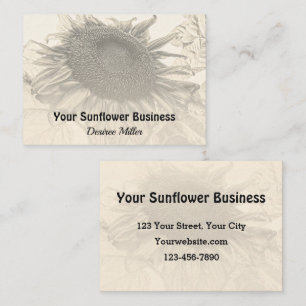 Sonnenblumen Vintag Rustikale Sepia Visitenkarte