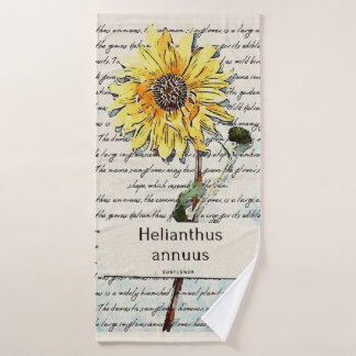 Sonnenblumen Vintage Aquarellmalerei Badehandtuch