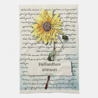 Sonnenblumen Vintage Aquarellmalerei Geschirrtuch