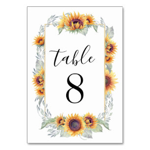 Sonnenblumen Vintage Hochzeit Tischnummernkarten Tischnummer