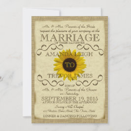 Sonnenblumen Vintage Typografie Hochzeit Einladung