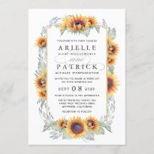 Sonnenblumen Vintage Wasserfarben Hochzeitseinladu