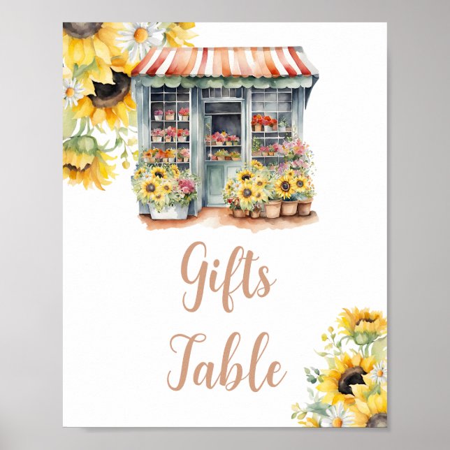 Sonnenblumen vom Markt Brautparty Geschenktisch Poster (Vorne)