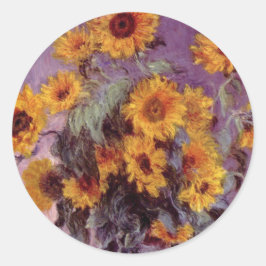 Sonnenblumen von Claude Monet Runder Aufkleber