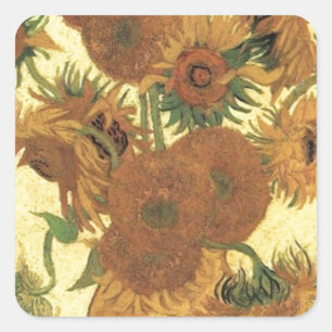 Sonnenblumen von Van Gogh Quadratischer Aufkleber