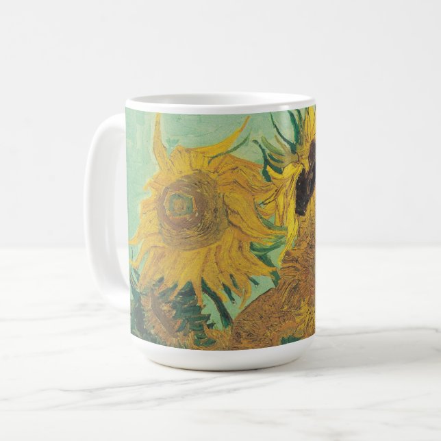 Sonnenblumen von Vincent Van Gogh Kaffeetasse (Vorderseite Links)