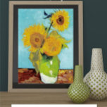 Sonnenblumen von Vincent Van Gogh Poster<br><div class="desc">Die ersten Versionen,  August 1888.Die erste Version von Sunflowers: Türkis Hintergrund von Vincent van Gogh.</div>