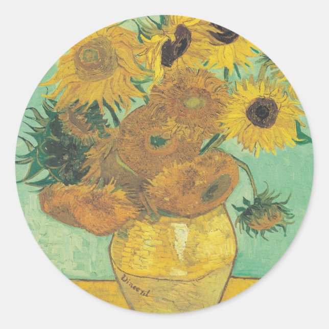 Sonnenblumen von Vincent Van Gogh Runder Aufkleber (Vorderseite)