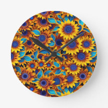 Sonnenblumen-Wanduhr
