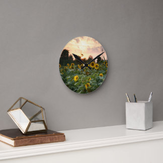 Sonnenblumen-Wanduhr Runde Wanduhr