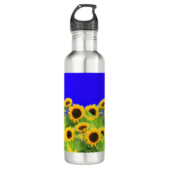 Sonnenblumen Wasser Flasche Ukraine Flaggenfarben Edelstahlflasche (Vorderseite)
