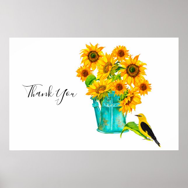 Sonnenblumen Wasser kann Bouquet Vielen Dank Poster (Vorne)