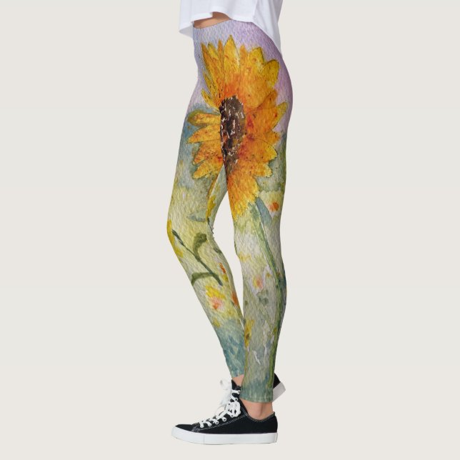 Sonnenblumen Wasserfarbe Leggings (Links)