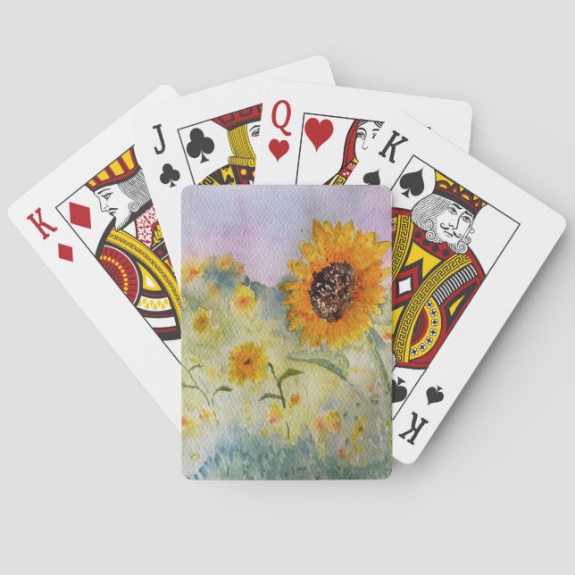 Sonnenblumen Wasserfarbe Spielkarten (Rückseite)