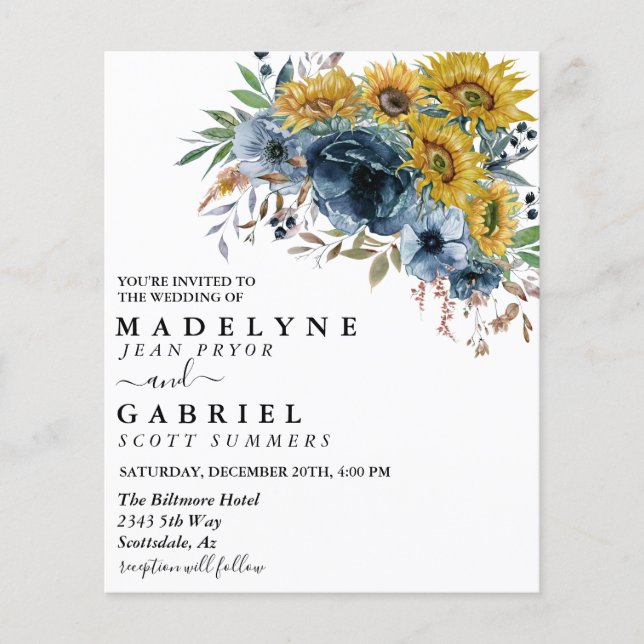 Sonnenblumen Wasserfarben Blaue Flora (Vorderseite)