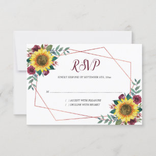 Sonnenblumen Wasserfarben Geometrische Rose Hochze RSVP Karte