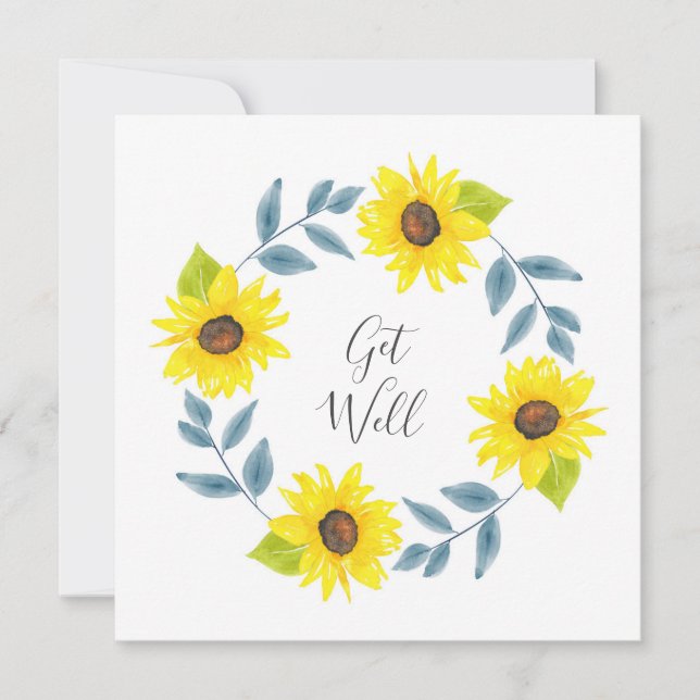 Sonnenblumen Wasserfarben Wreath 2 Karte (Vorderseite)