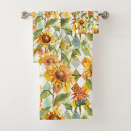 Sonnenblumen Wasserfarbene Blumen Badhandtuch Set