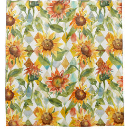 Sonnenblumen Wasserfarbene Blumen Duschvorhang