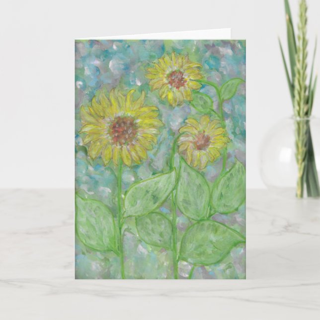 Sonnenblumen Wasserfarbene Grußkarte Karte (Vorderseite)