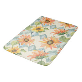 Sonnenblumen Wasserfarbenes Blumenmuster Badematte