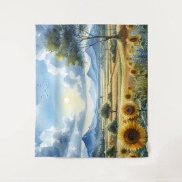 Sonnenblumen Wasserfarbenwelt Wandteppich