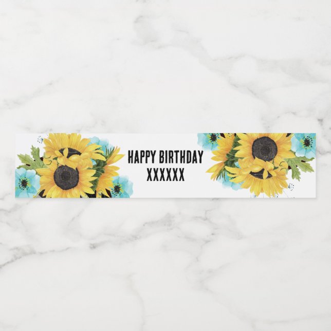 Sonnenblumen Wasserflasche ETIKETT (Einzelnes Label)