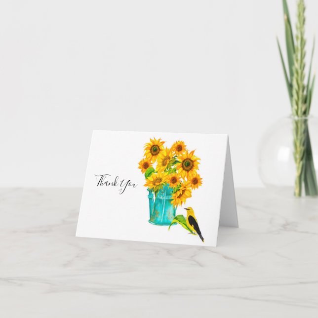 Sonnenblumen Wassersport kann Bouquet Dankeskarte (Vorderseite)