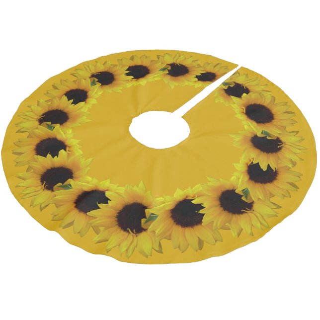 Sonnenblumen Weihnachtsbaum Gelbe Blumen Blumenroc Polyester Weihnachtsbaumdecke (Schrägansicht)