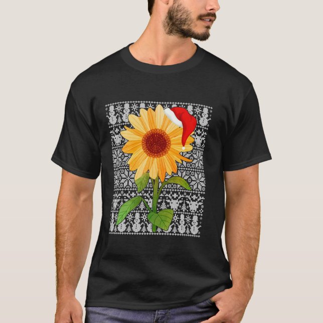 Sonnenblumen Weihnachtsmannmütze Männer Frauen Kin T-Shirt (Vorderseite)