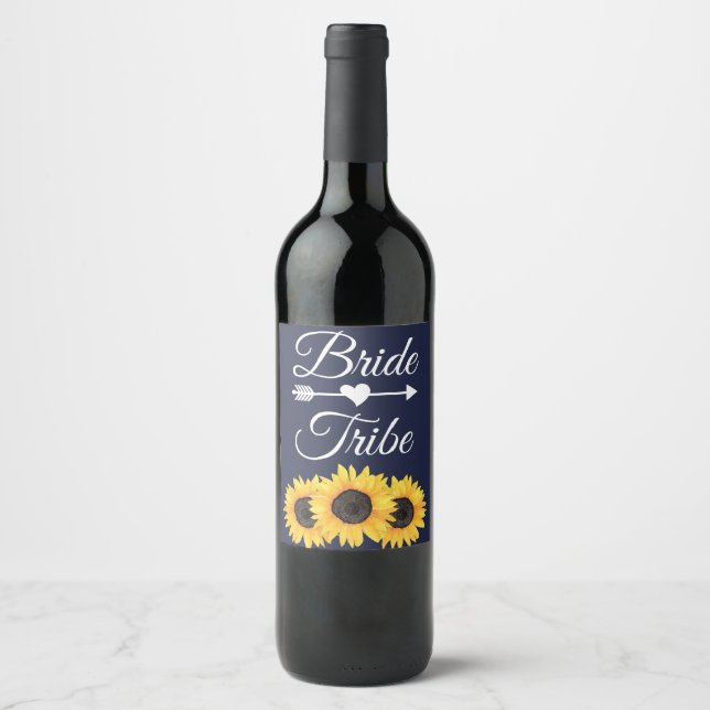Sonnenblumen Weinetikett | Country Blue Bribe Stam (Vorderseite)
