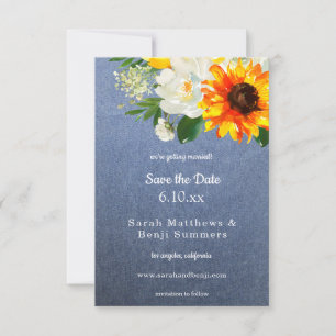 Sonnenblumen & Weiße Rosen Blumen & Jean Save The Date