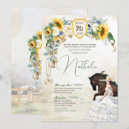 Sonnenblumen & Weißrosen Rustikale Charro Quincean Einladung