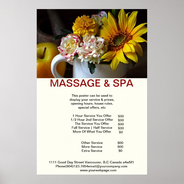 Sonnenblumen Wellness-Center Massage Schönheitssal Poster (Vorne)