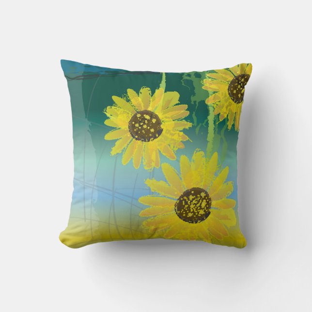 Sonnenblumen werfen Kissen (Vorderseite)
