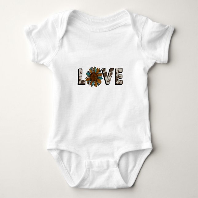 Sonnenblumen Western Liebe Boho Summer Animal Prin Baby Strampler (Vorderseite)
